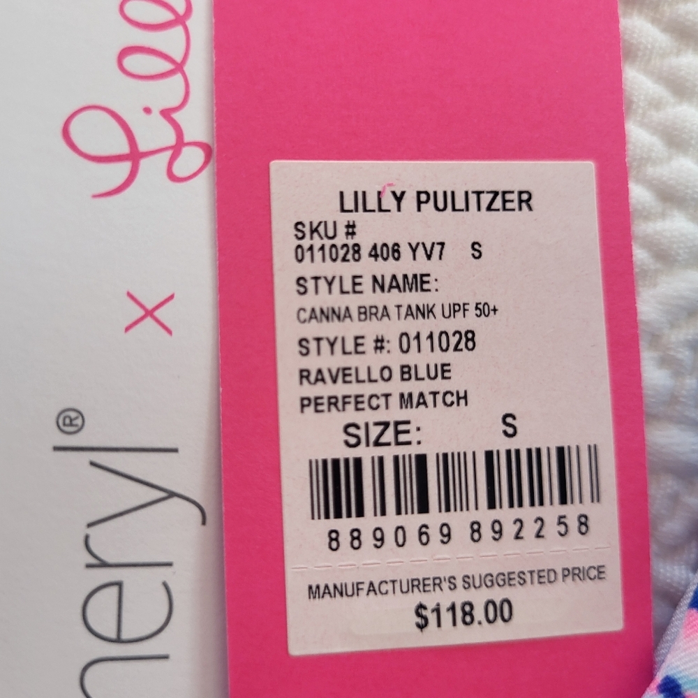 Lilly Pulitzer set Ravello Blue Print Tank Top with built-in Bra & Skort nwt - Picture 7 of 8